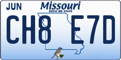 MO license plate CH8E7D