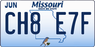 MO license plate CH8E7F
