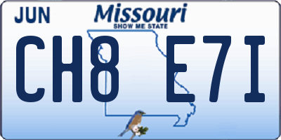 MO license plate CH8E7I