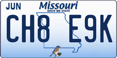 MO license plate CH8E9K