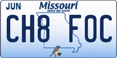 MO license plate CH8F0C