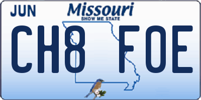 MO license plate CH8F0E