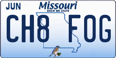 MO license plate CH8F0G
