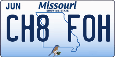 MO license plate CH8F0H