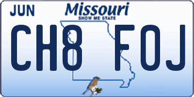 MO license plate CH8F0J