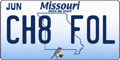 MO license plate CH8F0L