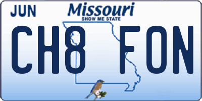 MO license plate CH8F0N