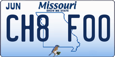 MO license plate CH8F0O