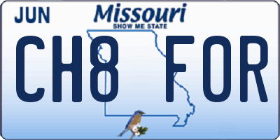 MO license plate CH8F0R