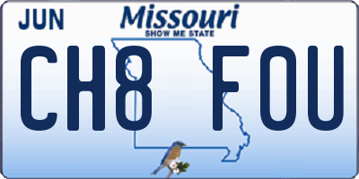 MO license plate CH8F0U