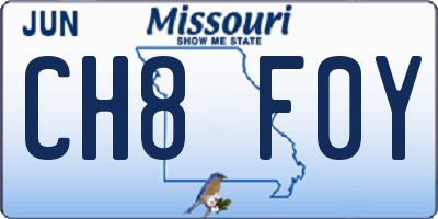 MO license plate CH8F0Y