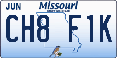 MO license plate CH8F1K