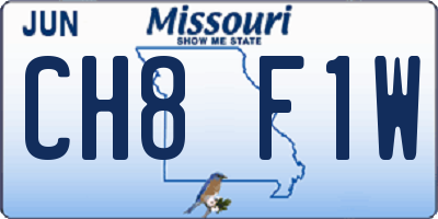 MO license plate CH8F1W