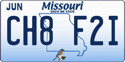 MO license plate CH8F2I