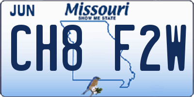 MO license plate CH8F2W