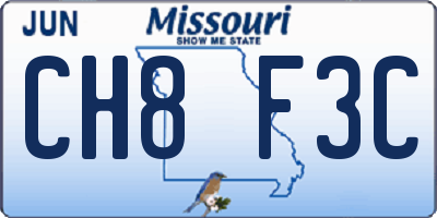 MO license plate CH8F3C