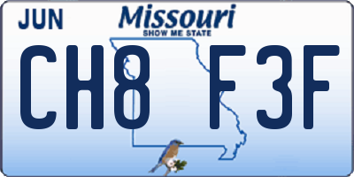 MO license plate CH8F3F