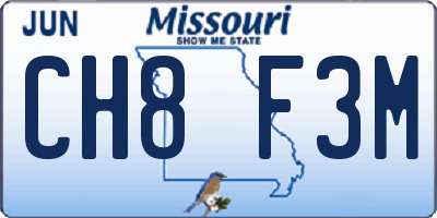 MO license plate CH8F3M