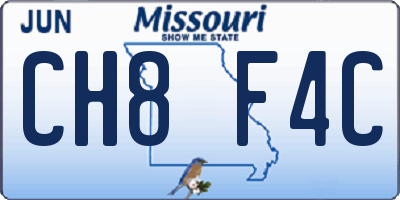 MO license plate CH8F4C