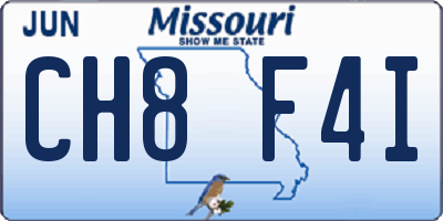 MO license plate CH8F4I