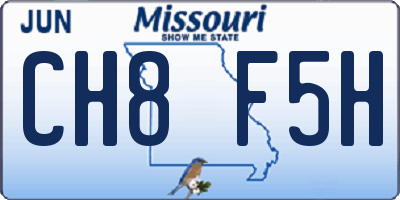 MO license plate CH8F5H