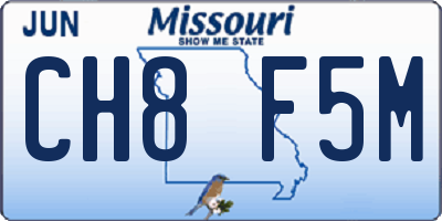 MO license plate CH8F5M