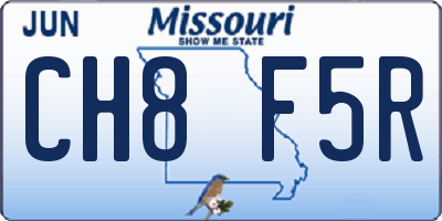 MO license plate CH8F5R
