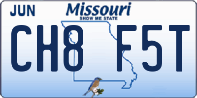 MO license plate CH8F5T