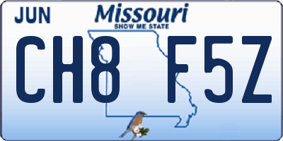 MO license plate CH8F5Z