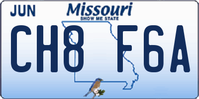 MO license plate CH8F6A