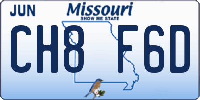 MO license plate CH8F6D