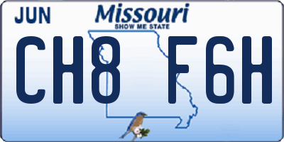 MO license plate CH8F6H