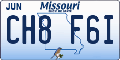 MO license plate CH8F6I