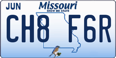 MO license plate CH8F6R