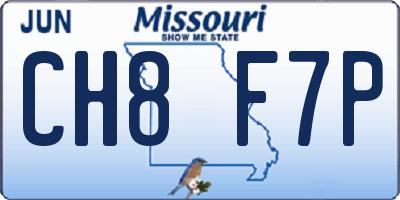 MO license plate CH8F7P