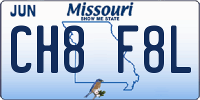 MO license plate CH8F8L