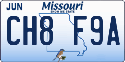 MO license plate CH8F9A
