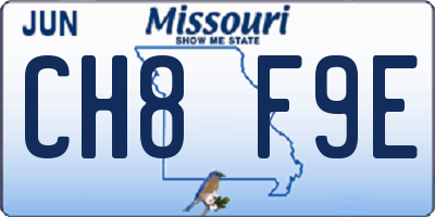 MO license plate CH8F9E