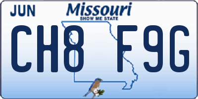 MO license plate CH8F9G