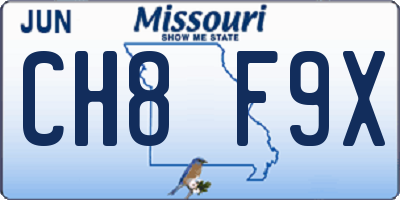 MO license plate CH8F9X