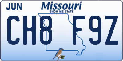 MO license plate CH8F9Z