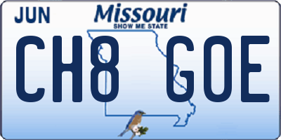 MO license plate CH8G0E