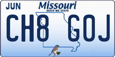 MO license plate CH8G0J