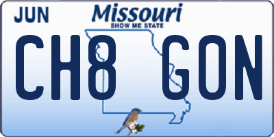 MO license plate CH8G0N