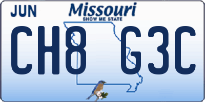 MO license plate CH8G3C