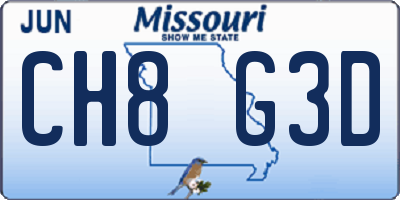 MO license plate CH8G3D