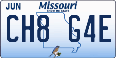 MO license plate CH8G4E