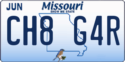 MO license plate CH8G4R