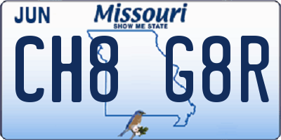 MO license plate CH8G8R