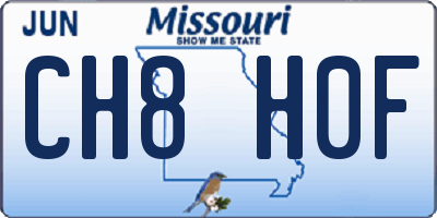 MO license plate CH8H0F